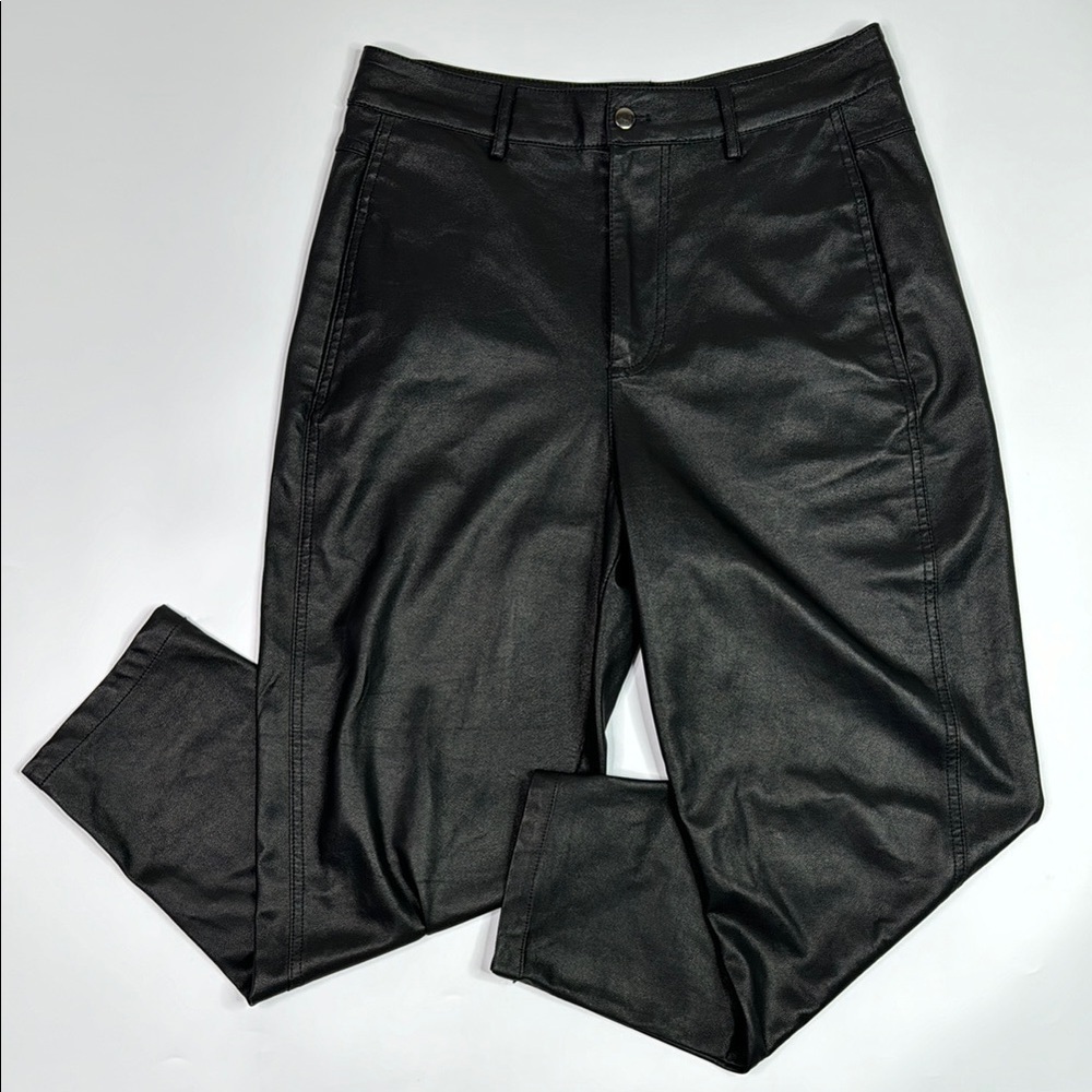 Zara Faux Leather Black Tapered Pants Size Medium